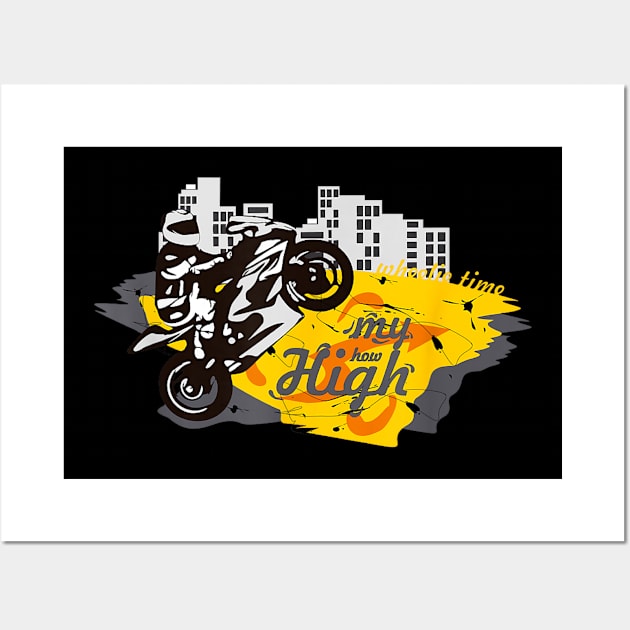 Stunt motorcycles , whellie time, ride high Wall Art by SmilArt